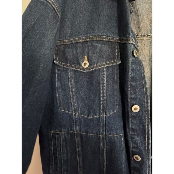 VTG Godbody Denim Jacket Mens XL Blue Jeans Trucker Button Up Hip Hop Streetwear - Picture 4 of 4
